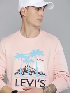 Levis Men Pink Printed Pullover Sweatshirt