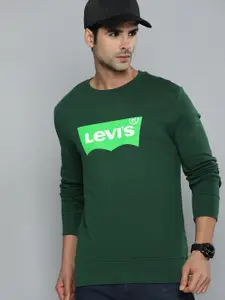 Levis Men Green Brand Logo Printed Pure Cotton Sweatshirt