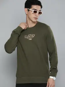 Levis Men Olive Green Brand Logo Printed Pure Cotton Sweatshirt