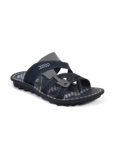 Ajanta Men Blue & Grey Solid Comfort Sandals