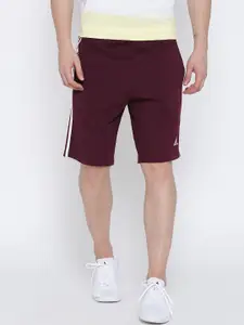 ADIDAS Men Burgundy Essentials 3 Stripes COFT Solid Sports Shorts