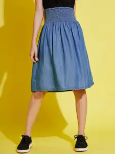 Noh.Voh - SASSAFRAS Kids Blue Tencel Smocked Waist Skirt
