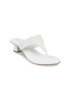 Metro White Striped Block Sandals
