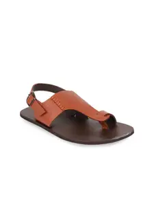 Regal Men Tan & Brown Leather Comfort Sandals