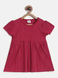 MINI KLUB Pink Striped A-Line Knitted Cotton Dress