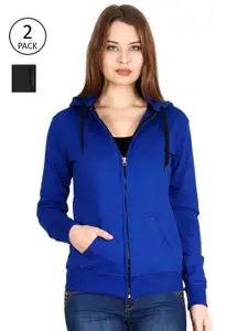 Fleximaa Women Multicoloured Hooded Sweatshirt