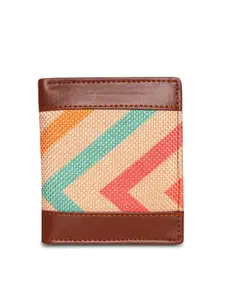 ZOUK Women Pink & Brown Geometric Textured Two Fold Wallet