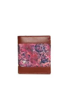 ZOUK Women Pink & Navy Blue Graphic Printed Two Fold Wallet