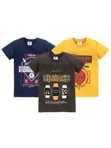 TONYBOY Boys Navy Blue & Yellow 3 Printed T-shirt