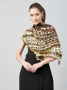 Athena Women Brown & Black  Animal Printed Scarf