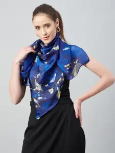 Athena Women Blue & White Printed Scarf