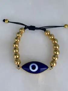 MNSH MNSH Women Gold-Plated & Blue Brass Wraparound Evil Eye Bracelet