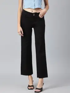 Xpose Women Black Comfort Wide Leg High-Rise Stretchable Jeans