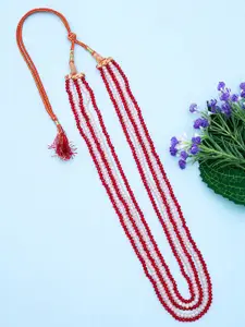 Golden Peacock Red & White Layered Necklace