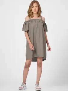 ONLY Women Grey Off-Shoulder A-Line Dress