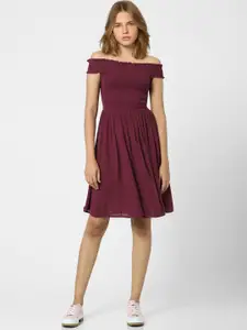 ONLY Purple Off-Shoulder Dress