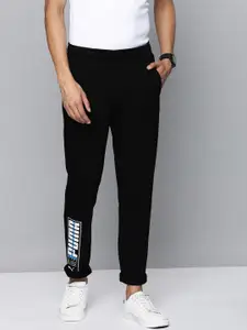 Puma Men Black Typography Printed Slim Fit Regular Track Pants