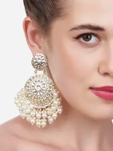 Zaveri Pearls Gold-Toned Kundan Studded Chandbalis Earrings