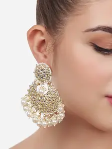 Zaveri Pearls Gold-Toned Kundan Studded Chandbalis