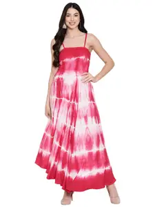 Aawari Pink & White Tie and Dye Maxi Dress