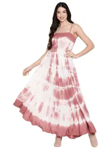 Aawari Pink & White Tie and Dye Dyed Maxi Dress