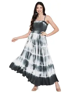 Aawari Grey & White Tie and Dye Dyed Maxi Dress