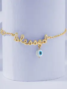 MINUTIAE Women Gold-Plated & Blue Brass Pearls Charm Bracelet