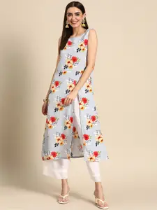 Anouk Women Blue & Red Floral Printed Floral Kurta