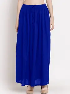 PATRORNA Women Navy Blue Solid A-Line Maxi Skirt