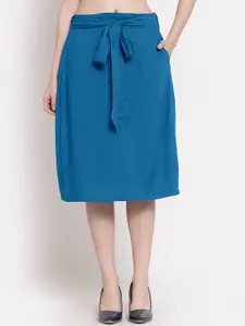 PATRORNA Women Blue Solid A-Line Skirt