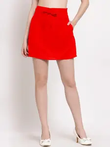 PATRORNA Women Red Solid Mini Skirt