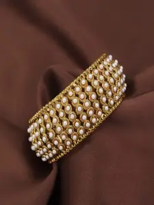 I Jewels Gold-Plated Beaded Detail Handcrafted Kada Bangle