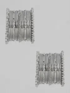 I Jewels Set of 32 Silver-Plated Textured Bangles