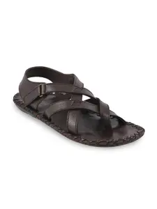 Mochi Men Brown Leather Comfort Sandals