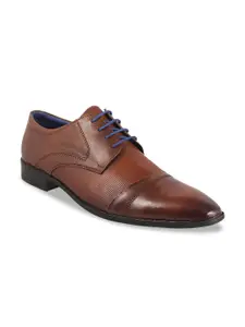 Mochi Men Tan-Brown  Textured Leather Formal Derbys