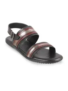 Mochi Men Black Leather Comfort Sandals