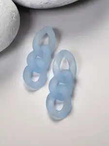 SOHI Blue Contemporary Drop Earrings
