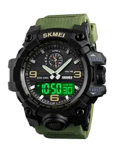 Skmei Men Black Printed Dial & Green Straps Analogue and Digital Multi Function Watch Skmei 1586 Green
