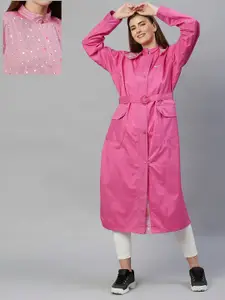 Zeel Women Pink Solid Reversible Rain Jacket