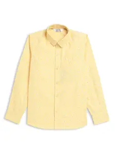 Cantabil Boys Mustard Printed Casual Shirt