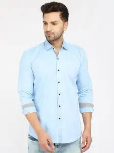 Zombom Men Turquoise Blue Casual Shirt