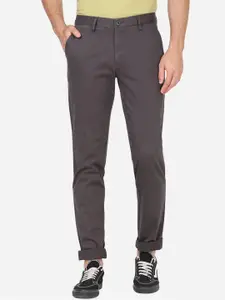 JADE BLUE Men Grey Slim Fit Wrinkle Free Casual Trousers