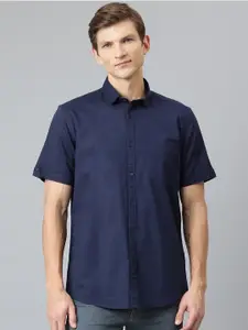 Richlook Men Navy Blue Slim Fit Cotton Casual Shirt