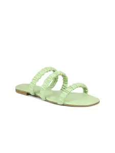Inc 5 Women Green Open Toe Flats