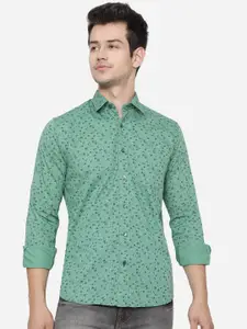 Greenfibre Men Green Slim Fit Floral Printed Casual Shirt
