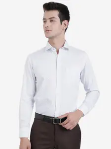 Greenfibre Men White Slim Fit Printed Formal Shirt