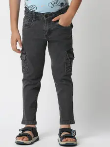 High Star Boys Grey Slim Fit Light Fade Stretchable Jeans