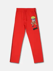 Kids Ville Boys Red Naruto Printed Cotton Lounge Pants