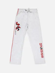 Kids Ville Boys Grey Melange Spiderman Printed Cotton Lounge Pants
