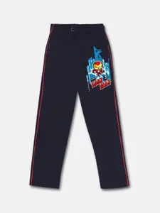 Kids Ville Boys Navy Blue Iron Man Printed Pure Cotton Lounge Pants